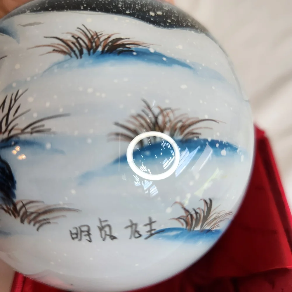 Pier 1 Vintage Reverse Painted Glass Ornament With Box. Guarduan Of Peace - Picture 2 of 8